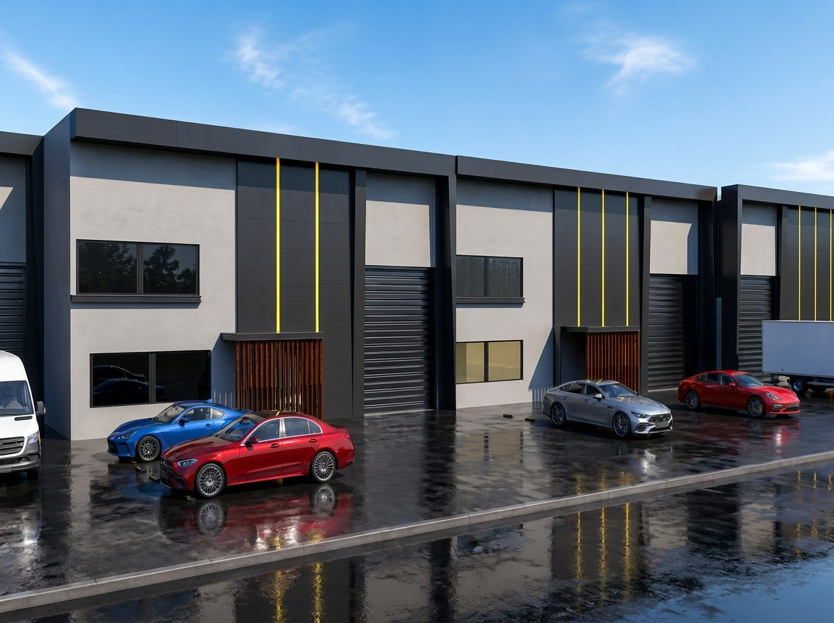 Nave industrial con imagen corporativa cuidada